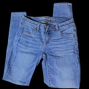 American Eagle Low Rise Skinny Jeans Super Stretch Blue Wash Denim Women’s SZ 4